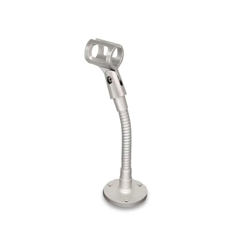 Podium Microphone Stand Holder Wall Mount with Flexible Gooseneck Arm 6inch,Thread Desktop Mount Insert, Multi-function DIY Holding Mic,Phone, Make-up Mirror,5/8male&Female5/8 in Silver.