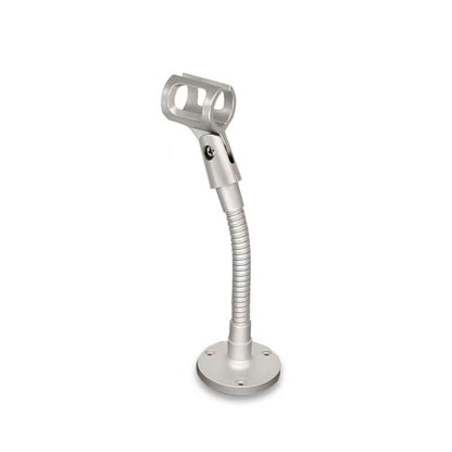 Podium Microphone Stand Holder Wall Mount with Flexible Gooseneck Arm 6inch,Thread Desktop Mount Insert, Multi-function DIY Holding Mic,Phone, Make-up Mirror,5/8male&Female5/8 in Silver.