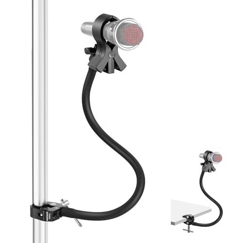 NEEWER Desktop Microphone Stand with Flexible Arm, Adjustable Desk Mic Clamp Holder Mount with Clip & 1/4" to 5/8" Adapter Compatible with Shure Razer Seiren Mini Audio Technica AT2020, MS042