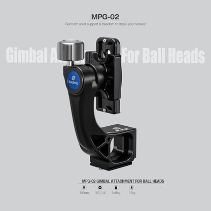 Leofoto Camera Gimbal Head, Professional Gimbal Tripod Head, 3/8" and 1/4" Mounting Hole with Arca-Swiss Quick-Release Plate for Outdoor Video/Wildlife Photography, Max Load to 22 kg/48.5lb (MPG-02) - color: MPG-02-Max Load 55.12lb
