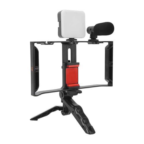 Phone Live Streaming Kit with Microphone, Tripod, Fill Light & Phone Cage for Vlogging