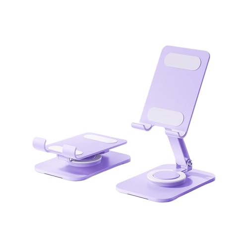 Carbon Steel Desktop Phone Stand Foldable Adjustable with Rotating Base for Video Calls Phone Tablet Portable Foldable Adjustable Desktop Rotating Desk Video Calling Online Learning Movie Hands - color: Purple