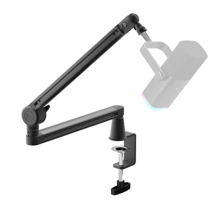 Low Profile Mic Arm, Microphone Boom Arm, Full Aluminum Adjustable Mic Stand with Desk Clamp, 360° Rotatable Heavy Duty Microphone Stand for Streaming, Podcasting, Recording