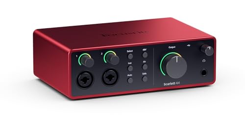 Focusrite Scarlett 4i4 4th Gen USB Audio Interface, for Musicians, Songwriters, Guitarists, Content Creators — High-Fidelity, Studio Quality Recording, and All the Software You Need to Record | 4-In/4-Out USB-C Audio Interface, 2 Ultra-Low-Noise Mic and H