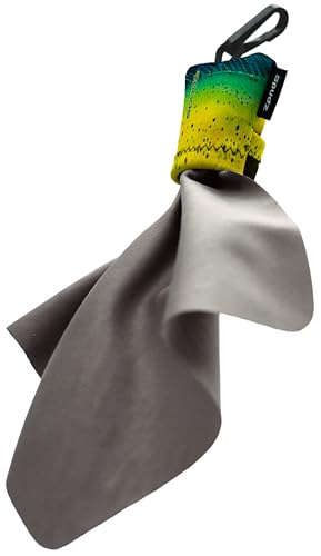 SPUDZ Ultra Microfiber Lens Cleaner with Closeable Bottom – Clip-On Pouch, Washable – for Binoculars, Scopes, Glasses, Screens | Ultra Mahi Mahi, 6 x 6 Inch - color: Mahi Mahi, size: 6 x 6 Inch