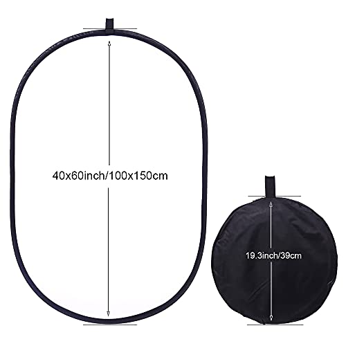 40"x60"/100x150cm Photo Video Studio Multi Collapsible Disc Lighting Reflector 5 Colors in 1 Set Translucent, Silver, Gold, White, and Black for Studio or Any Photography Situation