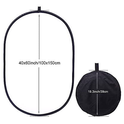 40"x60"/100x150cm Photo Video Studio Multi Collapsible Disc Lighting Reflector 5 Colors in 1 Set Translucent, Silver, Gold, White, and Black for Studio or Any Photography Situation