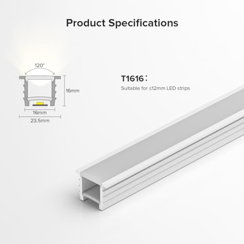 BTF-LIGHTING Silicone LED Channel System 9.8Ft for ≤12mm Width LED Strip | Flexible LED Neon Rope Channel Diffuser, Spotless Milky White Cover for Kitchen Cabinet, Rooms, and Patio(No LED Strip) - size: 9.8FT, style: 16X16mm