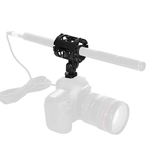 Easy Hood Microphone Shock Mount Holder with Cold Shoe,Camera Mic Mount | For Camera Shoes and Boompoles, Fits 19-25mm Diameter Shotgun Mics, Plastic Microphone Stand,Mic Arm Stands