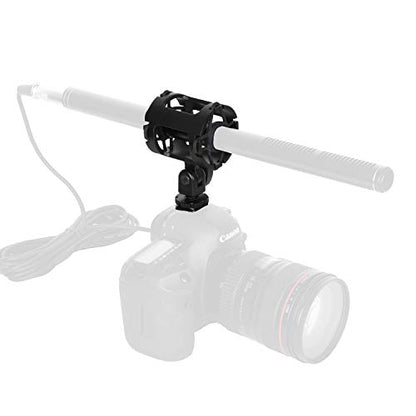 Easy Hood Microphone Shock Mount Holder with Cold Shoe,Camera Mic Mount | For Camera Shoes and Boompoles, Fits 19-25mm Diameter Shotgun Mics, Plastic Microphone Stand,Mic Arm Stands