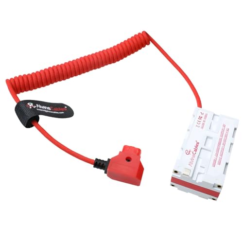 Alvin's Cables Dual-Sided NP-F Dummy Battery to Red Dtap Braided Ultra Flexible Coiled Power Cable for Atomos Ninja V|Atomos Shogun|SmallHD 702, for Sony NP-F550|F570|F770|F970, Red - color: One-piece, size: Braided Coiled Cable