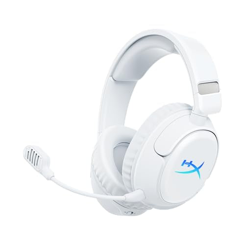 HyperX Cloud Flight 2 – Wireless Gaming Headset, Customizable RGB Lighting with Removable Earcup Plates, up to 100 Hours of Battery Life, 2.4GHz & Bluetooth, Multi-Platform Compatibility - White - color: White
