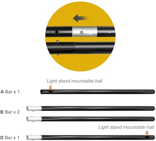 10ft/3M Background Folding Crossbar, Photography Lighting Muslin Backdrop Support Crossbar, 1 x 3m Crossbar, 3 x Clip - size: 1 x Crossbar