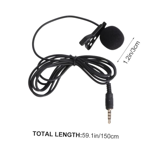 Toyvian Mini Clip Lavalier Condenser Microphone for Smartphones Laptops and Cameras Portable Hand Mic for Video Recording and Meetings Includes Rotary Clip Black