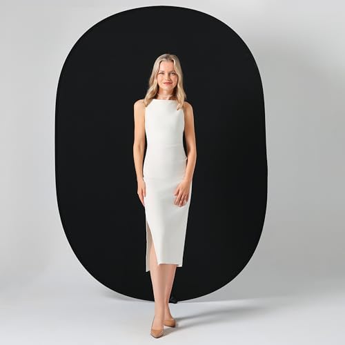 Kate Collapsible Backdrop Audition Backdrop for Headshot Photography,Video Conference,Live Streaming(5'x6.5',1.5x2m,Black/White) - color: Black/White