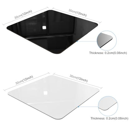 PULUZ 12 x 12 Inch Acrylic Poster Boards for Photography, Square White & Black Reflective Display Table Riser Backdrops - size: 12*12 Inch