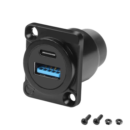 XMSJSIY USB 3.0 Type-C D-Type Panel Mount Coupler USB 3.0 A/Type C 20V3A 60W Female to Female Solderless Connector Chassis Panel Socket Data Transmission Extension Adapter (D-Type) - style: D-Type