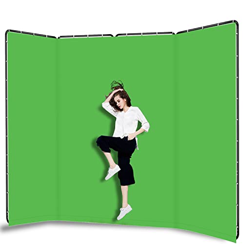 7.87ft x 13.12ft Green Screen Backdrop with Stand, Large Collapsible Green Backdrop with Heavy Duty Stand for Parties, Photography, Video Shooting, Live Streaming, Gaming