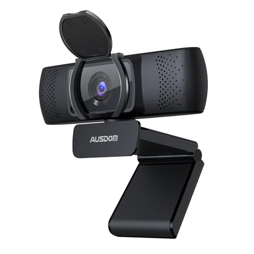 AUSDOM AF640 1080P Webcam with Microphone, 90°FOV USB PC Camera Webcam with Privacy Cover, Plug and Play Computer Camera for Online Calling/Conferencing, Zoom/Skype/YouTube, Laptop/PC - style: 1080p Webcam