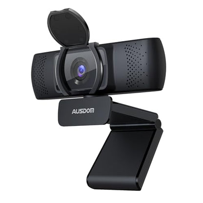 AUSDOM AF640 1080P Webcam with Microphone, 90°FOV USB PC Camera Webcam with Privacy Cover, Plug and Play Computer Camera for Online Calling/Conferencing, Zoom/Skype/YouTube, Laptop/PC - style: 1080p Webcam