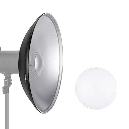 NEEWER 16"/41cm Aluminum Standard Reflector Beauty Dish with White Diffuser Sock for Bowens Mount Studio Strobe Flash Light, NEEWER Vision 4 ML300 S101-300W S101-400W etc - style: 16"/41cm