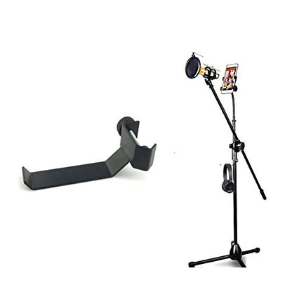 Black Headphone Headset Tambourine Holder Hanger Clip Stand for Microphone/Musical Stand