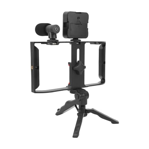 aqxreight Phone Live Streaming Kit with Fill Light Microphone Sound Cable Phone Handheld Tripod Video Rig Kit for Vlog No to a Functionalit Live Streaming KitPhone Video Rig