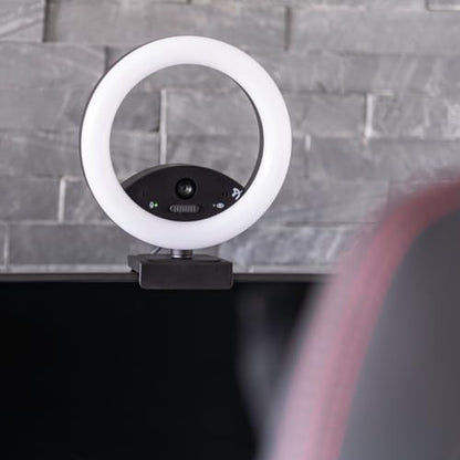 Arozzi - Occhio True Privacy Webcam with Adjustable LED Ringlight - Magnetic Privacy Cover, Dual Omni-Directional Noise Cancelling Microphones with Manual Circuit Breaker, and Full HD - style: Webcam with Ring Light