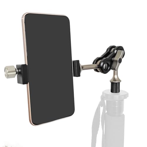 AUSCAMOTEK Aluminum Phone Mount with 1/4 Inch Screw for Tripods – 360° Adjustable Arm, Fits 2 to 3.6 Inch Phones, Vertical or Horizontal Shooting for Hunting, Shooting, Filming, and Outdoor Use
