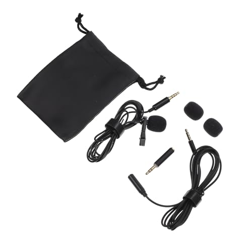 BESPORTBLE Clip-on Lapel Microphone Wired Noise-canceling Small Lavalier Mic for Phone Interview Recording Portable Black