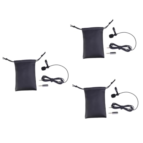 jojofuny 3pcs Lavalier Lapel Microphone Professional Clip Mic Plated for Interviews Video Conferencing Podcasts Voice Dictation Compact Design for Versatile Use - color: Blackx3pcs, size: mediumx3pcs