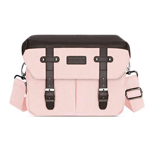 MOSISO Camera Case Crossbody Shoulder Messenger Bag, DSLR/SLR/Mirrorless Photography Vintage PU Leather Flap Gadget Bag with Rain Cover Compatible with Canon/Nikon/Sony Camera and Lens, Pink - color: Pink