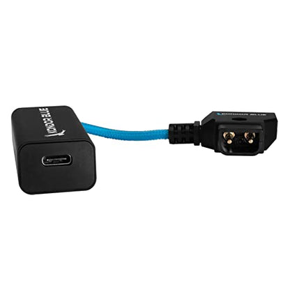 KONDOR BLUE | 6 Inch D-Tap to Female USB-C PD Power Delivery Cable, 2-Way | 65W Fast Charge, 5V 9V 12V PD, Smart Reverse Polarity Protection for Camera Rigs | Blue - color: Blue