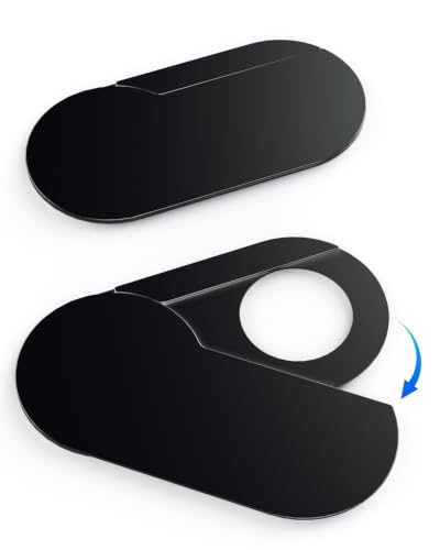 imluckies Rotating Webcam Cover [2-Pack], 0.02 Inch Ultra-Thin Metal Privacy Cover for Laptop, MacBook, iMac, PC, iPad & iPhone, Black
