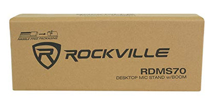 Rockville Rdms70 Bundle: Desktop Mic Stand With Boom Arm, Istand 22 Adjustable Tablet And Smartphone Holder Clamp For Live Streaming, Video Calls, Content Creation, 2-Items