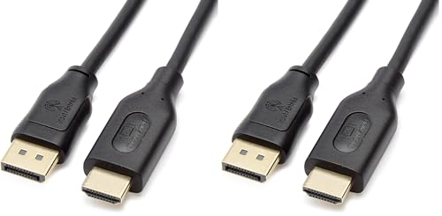 Amazon Basics DisplayPort to HDMI Cable, Uni-Directional, 4k@30Hz, 1920x1200, 1080P Full HD, Gold-Plated Plugs, 15 Foot, Black (Pack of 2) - size: 15 Feet (Pack of 2), style: 1-Pack