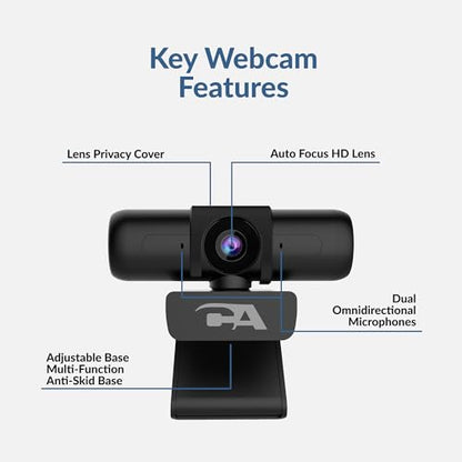 Cyber Acoustics CA Essential Super HD Webcam (WC-3000) USB Webcam, 5MP Super HD Video up to 2592x1944 at 30fps, Autofocus & Light Correction, Dual Omnidirectional Mics - size: WC-3000
