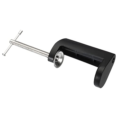 PATIKIL M10 Thread Hole Desk Table Mount Clamp, Universal Adjustable C Shape Desk Clamp for Microphone Arm Desk Lamps Stand, Black - color: Black