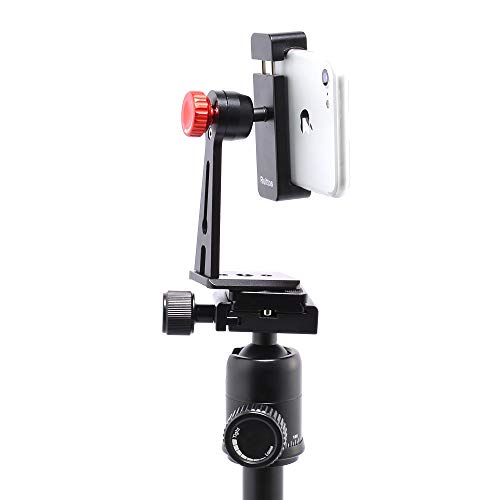 Ruittos Phone Holder for Tripod, Metal Cellphone Tripod Adapter 360 Degree Rotation Vertical Video Smartphone Bracket Clip Compatible with iPhone X XS XR 8 Samsung Galaxy S10 S9+ Huawei (Black C18)