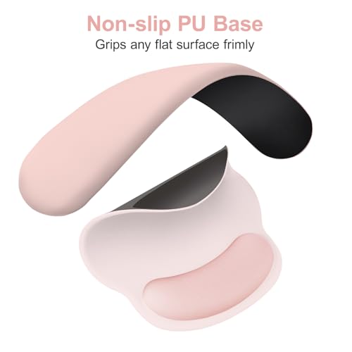 MOSISO Wrist Rest for Keyboard Mouse Pad Set, Large Gaming Deskpad&Circle Curved Mousepad&Keyboard Wrist Rest&Coaster, Ergonomic Non-Slip Mousepad&Easy Typing Pad with Silicone Lining, Baby Pink - color: Baby Pink