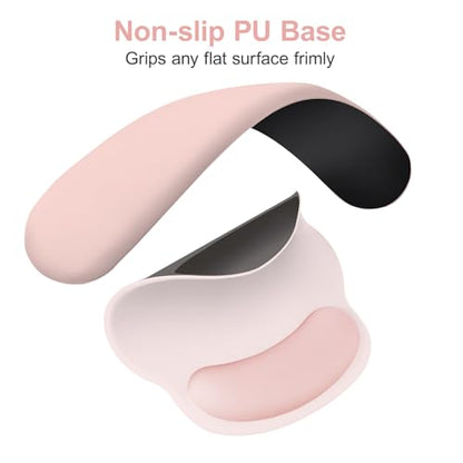 MOSISO Wrist Rest for Keyboard Mouse Pad Set, Large Gaming Deskpad&Circle Curved Mousepad&Keyboard Wrist Rest&Coaster, Ergonomic Non-Slip Mousepad&Easy Typing Pad with Silicone Lining, Baby Pink - color: Baby Pink