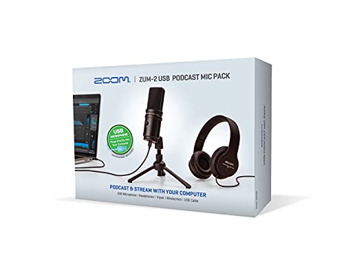 Zoom Zum-2 Podcast Mic Pack for Podcasting, Music, and Voice-Overs, Includes USB Microphone, Headphones, Tripod, Windscreen, and USB Cable