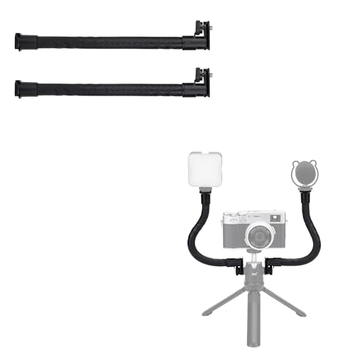 JJC 2-Pack Flexible Extension Arm, Adjustable Magic Arm Grip Mic Stand Extension for Camera Smartphone Vlog Shooting Recording, with 2 Cold Shoe Mount Attach LED Light or Microphone - color: Black, size: 2-Pack Flexible Extension Arms