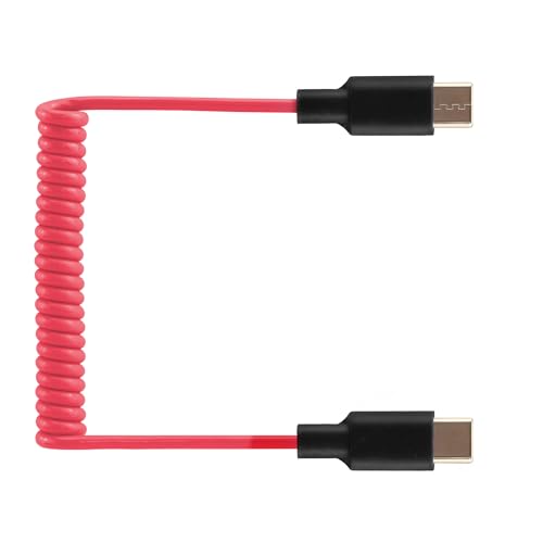 Mic Adapter for Rode Wireless GO 2 ME Pro Micro USB C to USB C Microphone Cable, for Hollyland Lark M1 / M2 / MAX / 150 / M1 / MAX Duo DAC Coiled Cable for PC Computer Android iPhone 15 16 - color: RED C to C