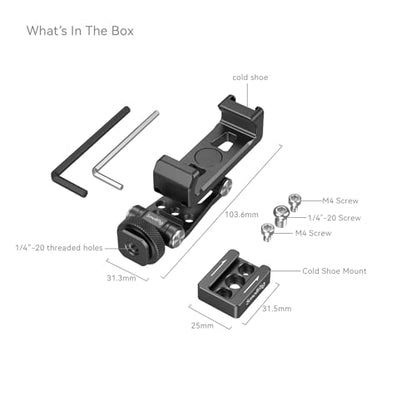 SMALLRIG Universal Phone Tripod Mount, Metal Cell Phone Mount with Cold Shoe Mount and M4 Screws for DJI RS 4 Mini/Pro, Free Adjustment Phone Mount Adapter for iPhone 17 16, for Samsung Galaxy- 4301