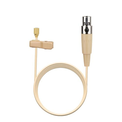 YXG Lavalier Microphone Lapel Microphone, Omnidirectional Condenser mic Compatible with Shure Wireless Bodypack Transmitter, Beige-with 1.45m Cable Mini XLR 4 Pin TA4F Plug