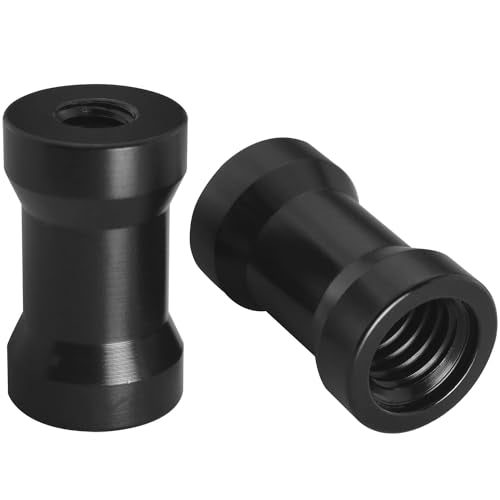 2PCS Tripod Light Stand Adapter 1/4-20 to 3/8-16 Female to Female Screw Converter for Tripods Monopods Rail Systems Light Stands Ball Head Flash Trigger Receivers Black Color