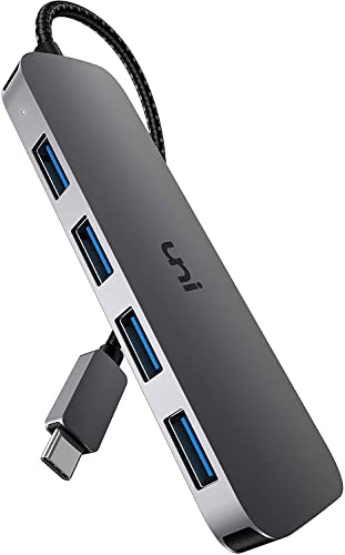 uni USB C to USB Hub Multiport Adapter, Aluminum 4 Ports USB C Splitter for Laptop, Slim Thunderbolt 3/4 Data USB Hub Compatible for MacBook Pro/Air, iPad Pro, Dell, Chromebook | Keyboard, Mouse, HDD - size: 0.6FT