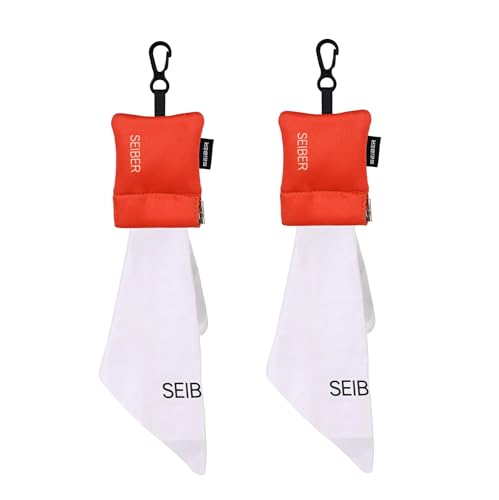 SEIBER Microfiber Glasses Cleaning Cloth, Orange, 2PCS | 7 x 7 inch, Neoprene Pouch, For Glasses, Laptops, Cameras, Self-Closing Bottom - color: Orange