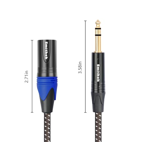 Smithok 2Pack 1/4" to XLR Cable,Heavy Duty Nylon Braided,Gold Plated Plug,Balanced 1/4" TRS to XLR Male Patch Cable, Quarter Inch 6.35mm to 3pin XLR Male Microphone Cable -6.6ft